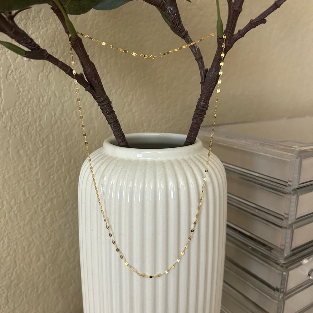 10K Solid Polished Gold lace chain necklace